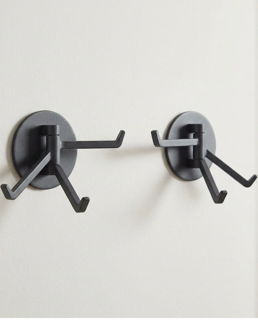 Aurt Three-Arm Swivel Wall Hooks Set of 2 Charcoal - Lifestyle view