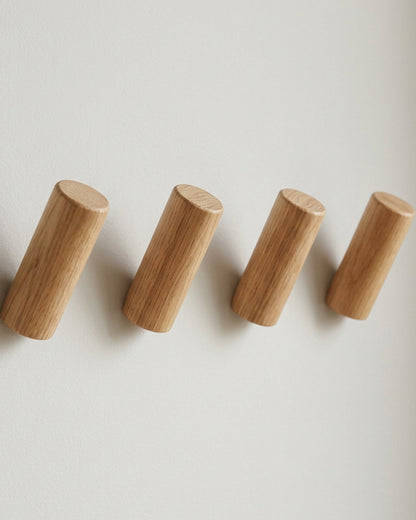 Aurt Concealed-Mount Oak Wall Peg Hooks Set of 4 Natural - Lifestyle view