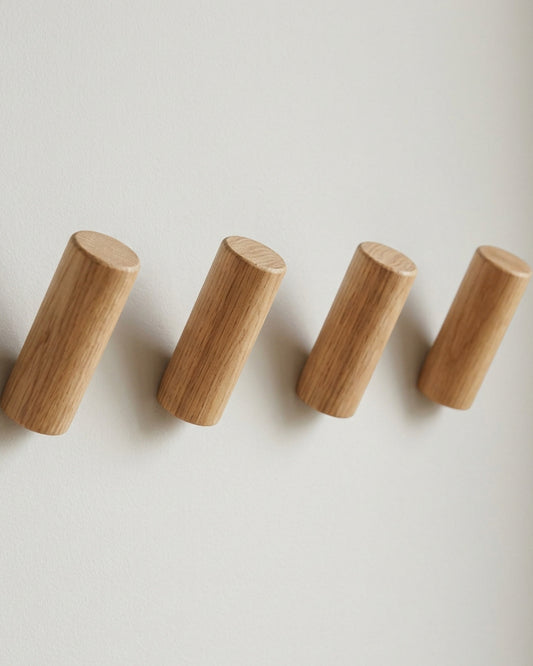 Aurt Concealed-Mount Oak Wall Peg Hooks Set of 4 Natural - Lifestyle view