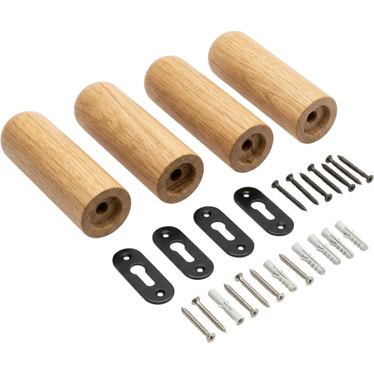Aurt Concealed-Mount Oak Wall Peg Hooks Set of 4 Natural - Product view
