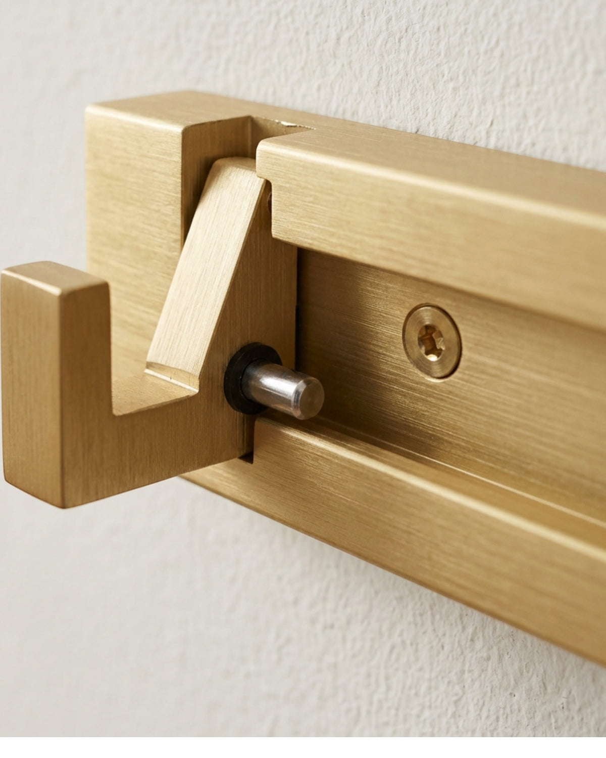 Aurt Five-Hook Folding Wall Rail 50 cm Brushed Brass Tone - Detail view