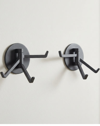Aurt Three-Arm Swivel Wall Hooks Set of 2 Charcoal - Lifestyle view